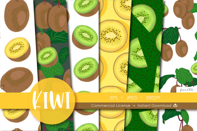 Kiwi Seamless Pattern Fruits Background
