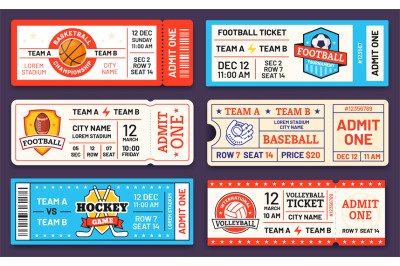 Sport tickets. Baseball, american football, soccer, hockey and basketb