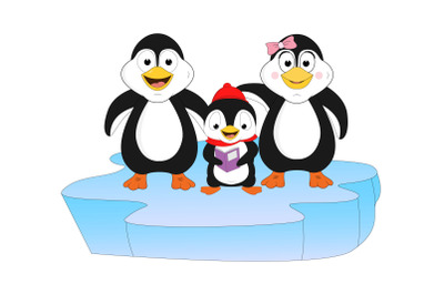 cute family of penguin animal cartoon