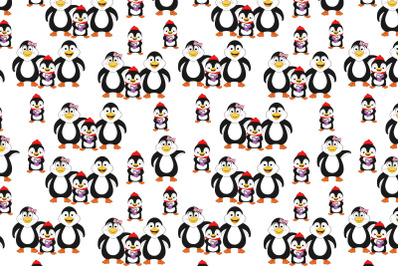 cute family of penguin cartoon pattern