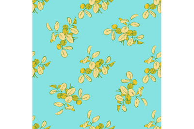 Branches with leaves drawing, colorful foliage seamless pattern abstra