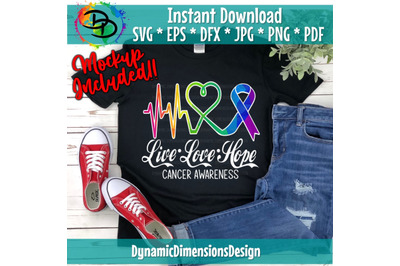 Live Love Hope, Peace Love Cure, Awareness Ribbon svg, Cancer Ribbon,