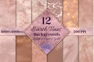 Earth Tones Backgrounds with a Hint of Gold - 12 Image Set