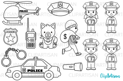 Cops Clipart, Police Officer Digital Stamps