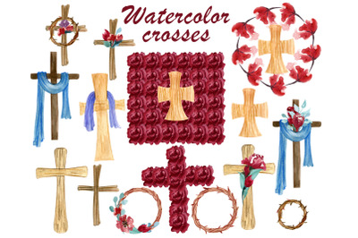 Catholic cross clipart, He has risen, Easter wreath