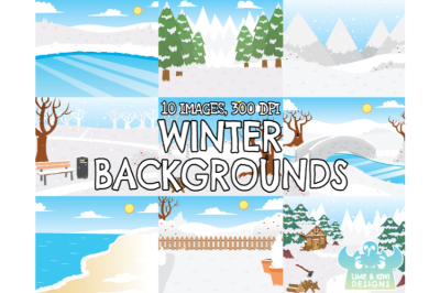 Winter Backgrounds Clipart - Lime and Kiwi Designs