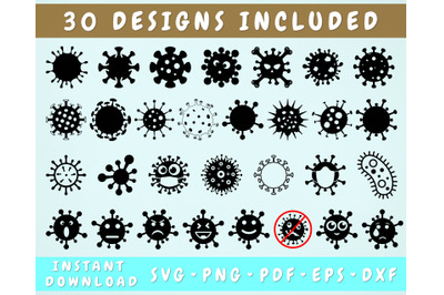 30 Virus SVG Bundle, Virus Emoji SVG, Covid-19 SVG Cut Files