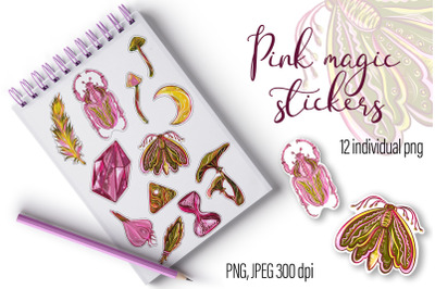 Pink magic Printable Stickers