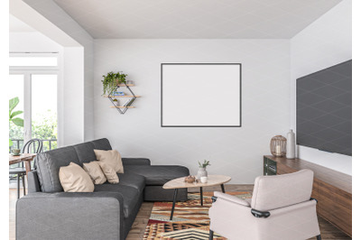 Interior scene artwork background frame mockup