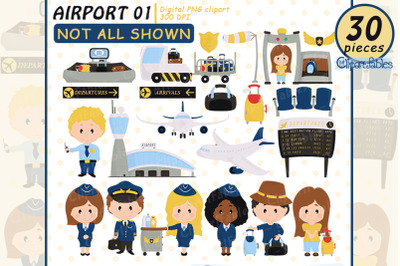 Cute AIRPORT clipart&2C; Pilot and Stewardess art