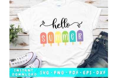 Hello Summer SVG, Popsicles SVG, Summer Cut File