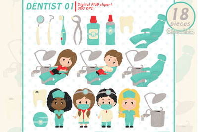 Cute DENTIST clipart, Dental clinic cilp art