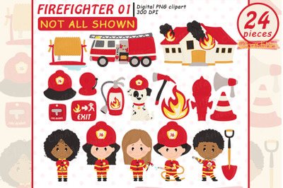 Cute FIREFIGHTER clip art, Fire truck clipart