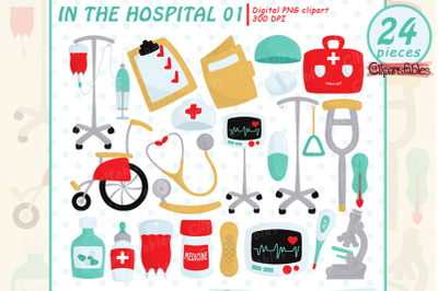 Cute HOSPITAL clipart&2C; Medical supplies&2C; Hospital art