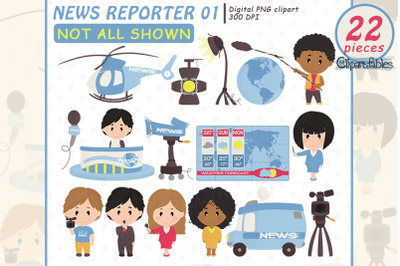 Cute NEWS REPORTER clipart, Tv studio clip art