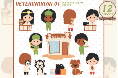 Cute VETERINARIAN clipart, Pet clinic clip art