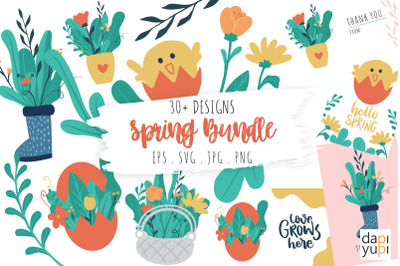 Spring Collections Graphics SVG Bundle Bonus Lettering