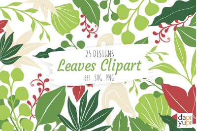 Floral Clipart, Leaves Clipart