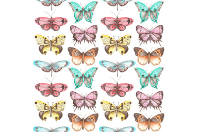 Butterflies watercolor seamless pattern. Insect pattern. Digital paper