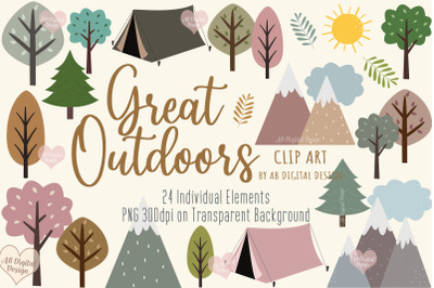Trees, Camping Clipart, Outdoor Adventure, Kids Camping, PNG