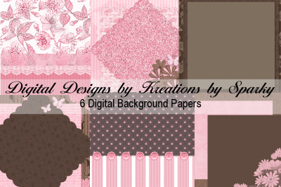 Pink Brown White Digital Background Papers