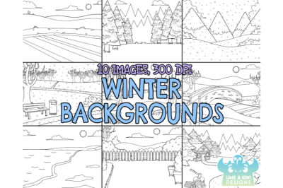 Black and White Winter Backgrounds Clipart - Lime and Kiwi Designs