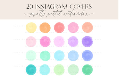 Bright Pastel Watercolor Painted Instagram Highlight Icons