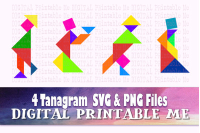 Tangram Templates, SVG PNG, 4 Images, printable activity, diy kids, ch