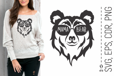 Mama Bear Head with Glasses Svg