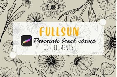 Procreate Brush Stamp, Sun Flower Stamp