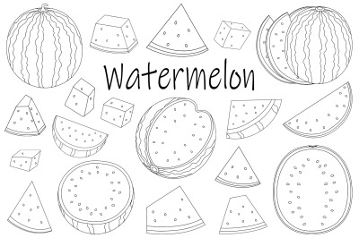 Watermelon graphics. Watermelon coloring. Watermelon SVG.