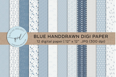 blue handdrawn digi paper