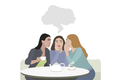 Woman friendship, girls gossip with cup of coffee