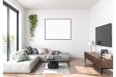 Interior scene artwork background frame mockup