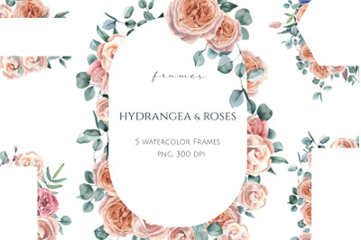 Hydrangea and Roses Frames