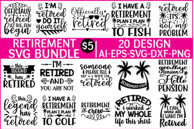 retirement svg bundle vol 1