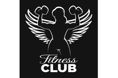 Fitness Club Emblem with Winged Woman