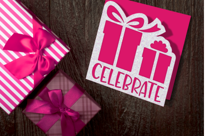 Celebrate Gift Box Papercut Card | SVG | PNG | DXF | EPS