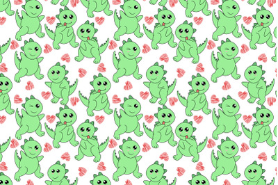 cute green dinosaur cartoon pattern