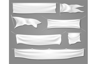 White textile banners and flags