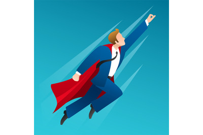 Flying up businessman superhero