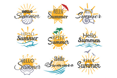 Hello summer logo set