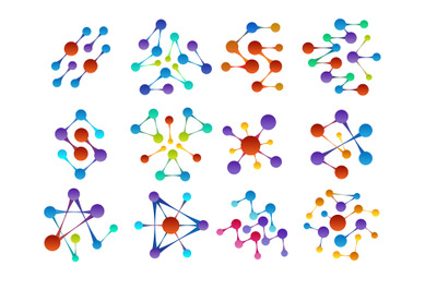 Colourful biology molecules structure shapes