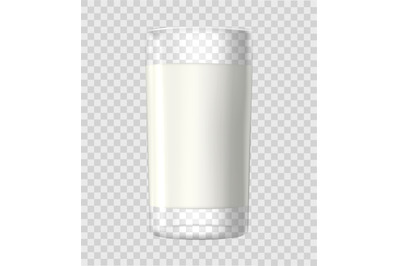 Transparent cup of milk isolated