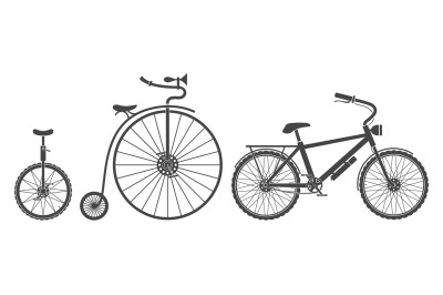 Bicycles types silhouettes