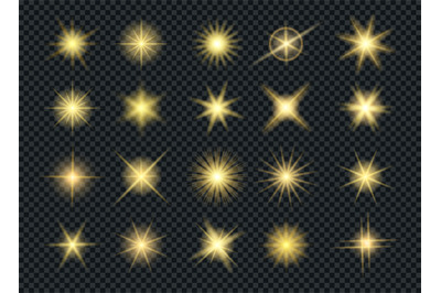 Sunshine glowing gold stars effects