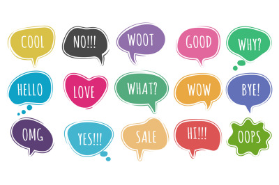 Cartoon chat words set