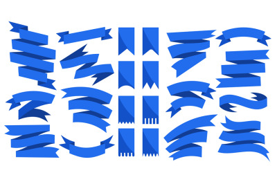 Blue flags ribbons set