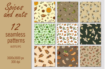 Spices and nuts - patterns