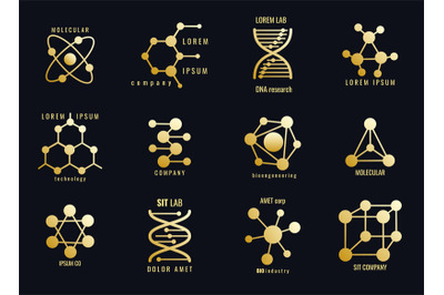 Golden molecules logotypes